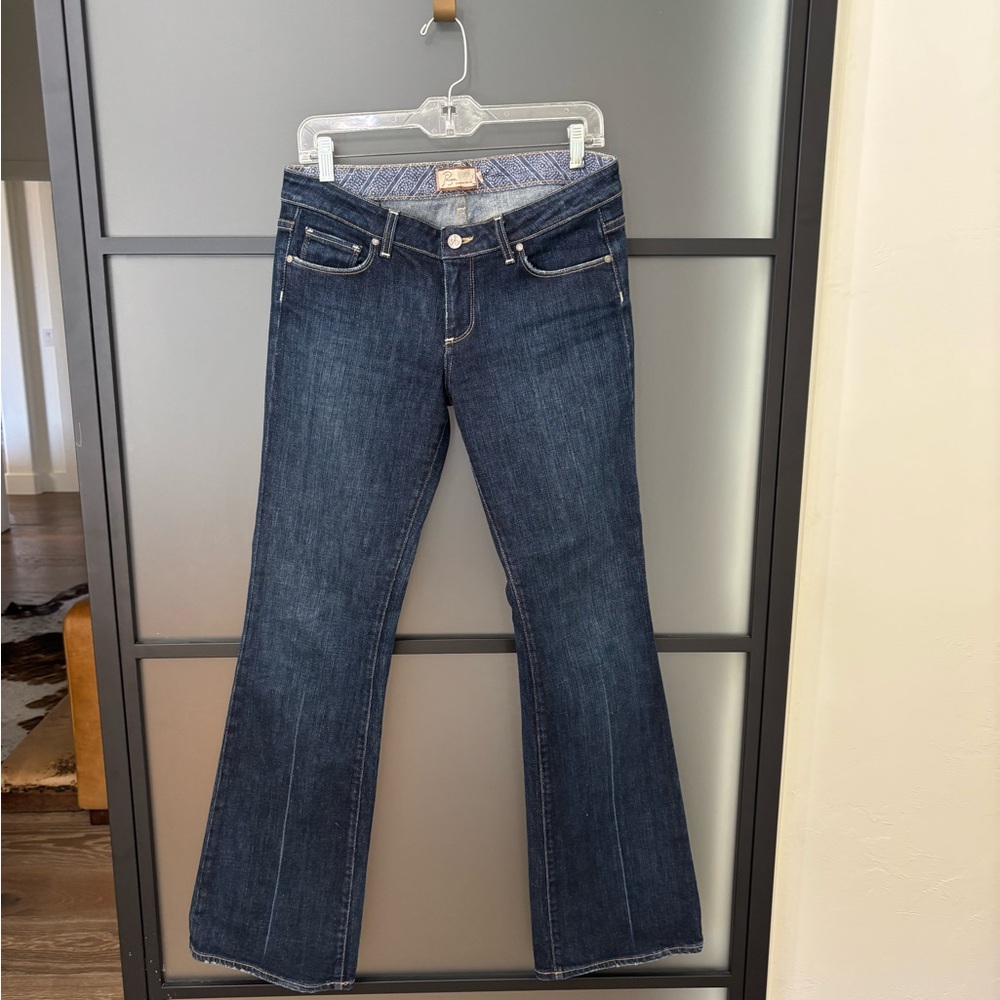 PAIGE Laurel Canyon mid rise Dark Blue Flare Jeans